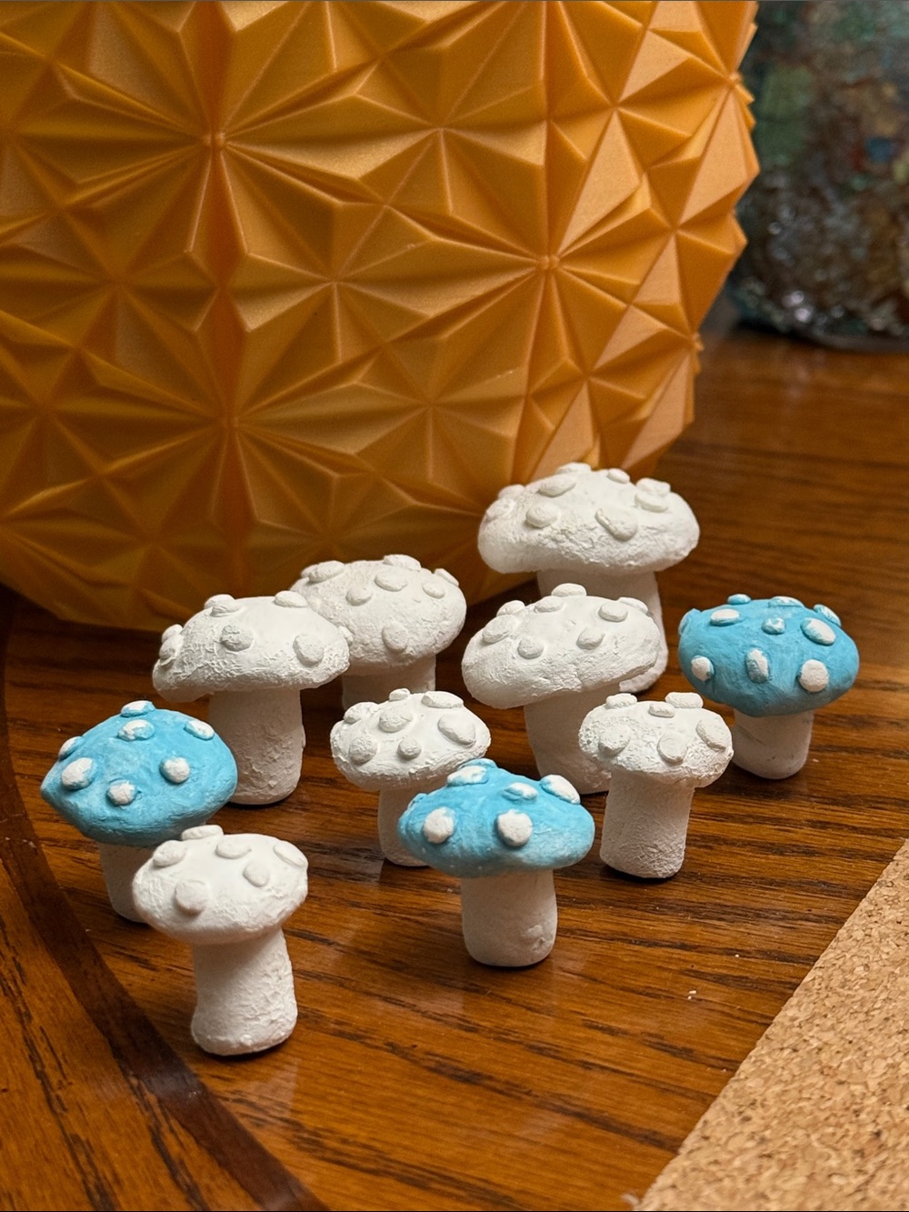Hand Crafted Air Clay Mini Mushroom Fairy Gnome Diorama Play Set Unpainted